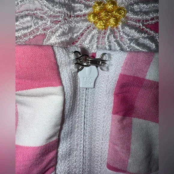 Vintage Lilly Pulitzer Pink Checkered Gingham Daisy Embroidered Skirt Size 8 - Picture 4 of 9